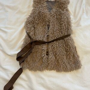 Faux Fur Vest with Belt